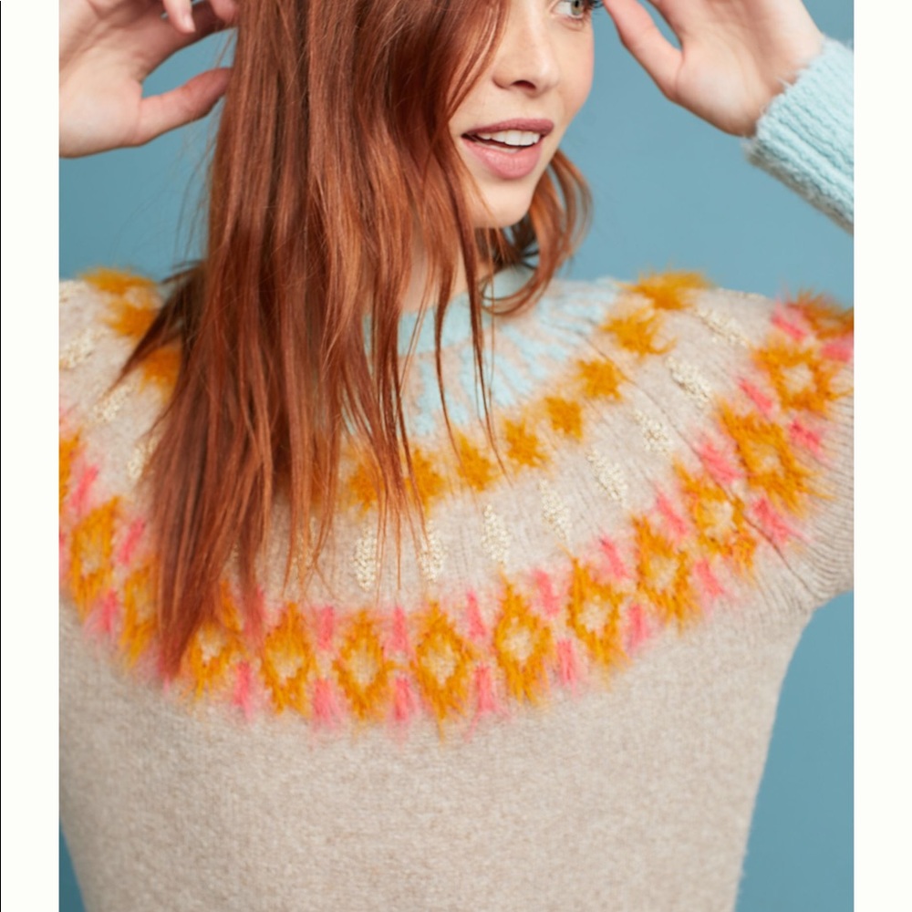 Anthropologie fair isle tunic sweater size XL